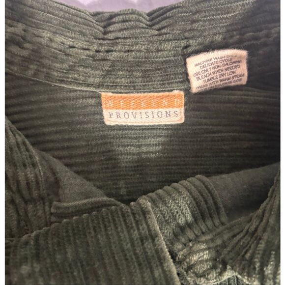 VTG Womens Weekend Provisions Corduroy Shirt Jacket L Green Shacket Button Up - Picture 4 of 7